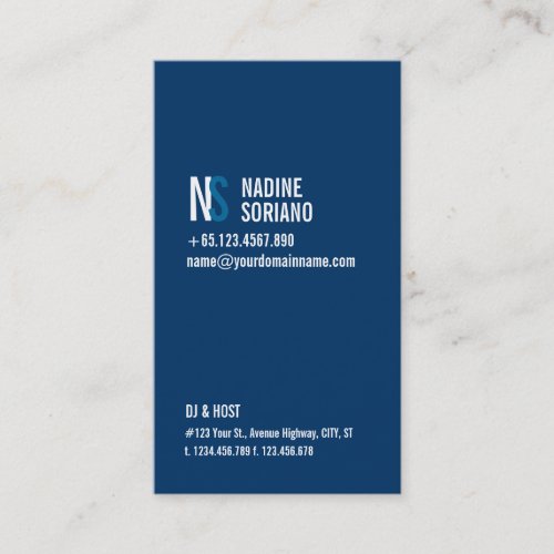 Modern Navy Blue Monogram Business Card