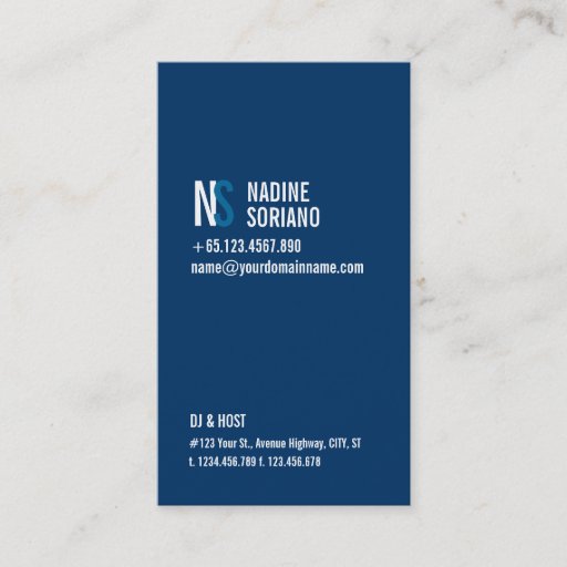 Customizable Modern Navy Blue Monogram Business Card