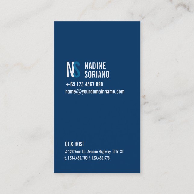 Modern Navy Blue Monogram Business Card (Front)