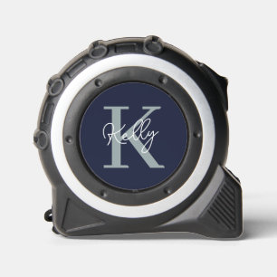 Modern Navy Blue Monogram Script Tape Measure
