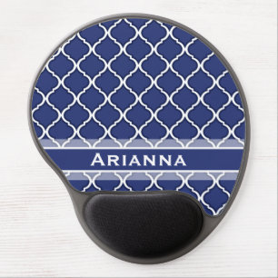 Modern Navy Blue Moroccan Trellis Gel Mouse Pad