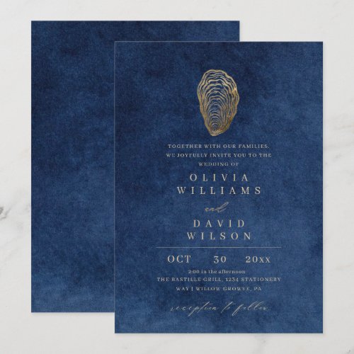 Modern Navy Blue Nautical Wedding Invitation