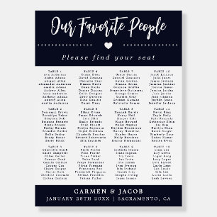 Modern Navy Blue Nautical Wedding Seating Chart Foam Board