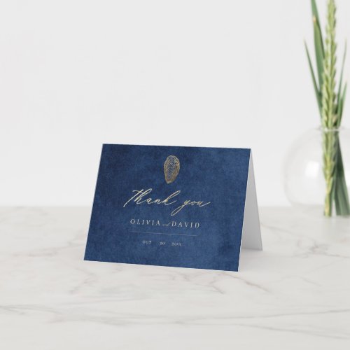 Modern Navy Blue Nautical Wedding  Thank You Card