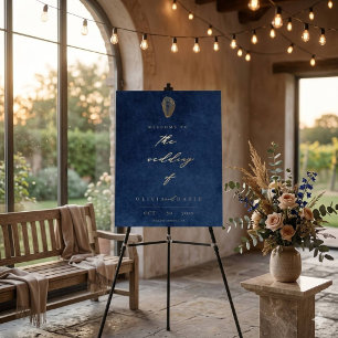 Modern Navy Blue Nautical Welcome Wedding Sign