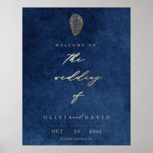 Modern Navy Blue Nautical Welcome Wedding Sign