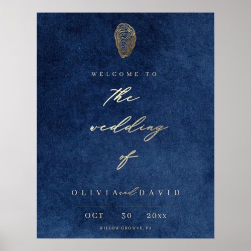 Modern Navy Blue Nautical Welcome Wedding Sign
