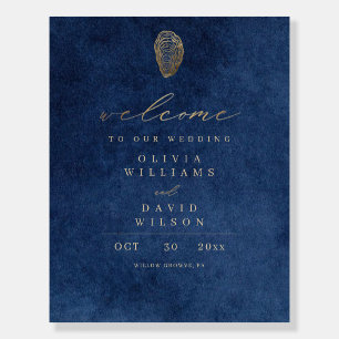 Modern Navy Blue Nautical Welcome Wedding Sign