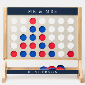 Modern Navy Blue Newlyweds Mr & Mrs Wedding Fast Four