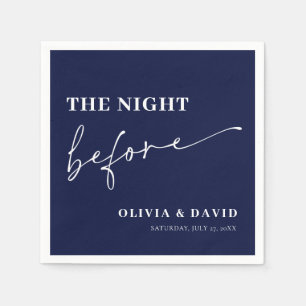 Modern Navy Blue Night Before Rehearsal Dinner Napkins