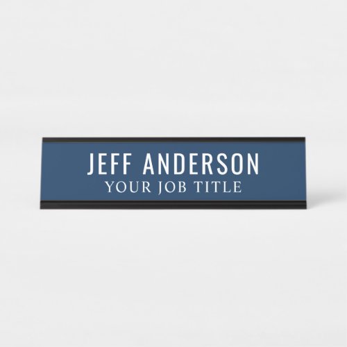 Modern Navy Blue Office Employee Desk Name Plate