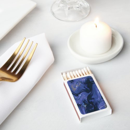 Modern navy blue ombre gold marble pattern matchboxes