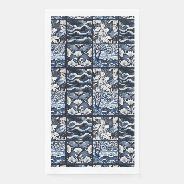 Modern Navy Blue  Paper Guest Towels (Front)