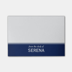 Modern Navy Blue Personalized 4" x 3" Post-it Notes