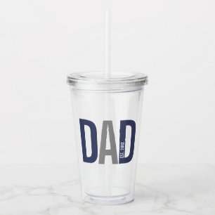 Modern Navy Blue Personalized Dad Established Acrylic Tumbler