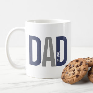 Modern Navy Blue Personalized Dad Established Coffee Mug