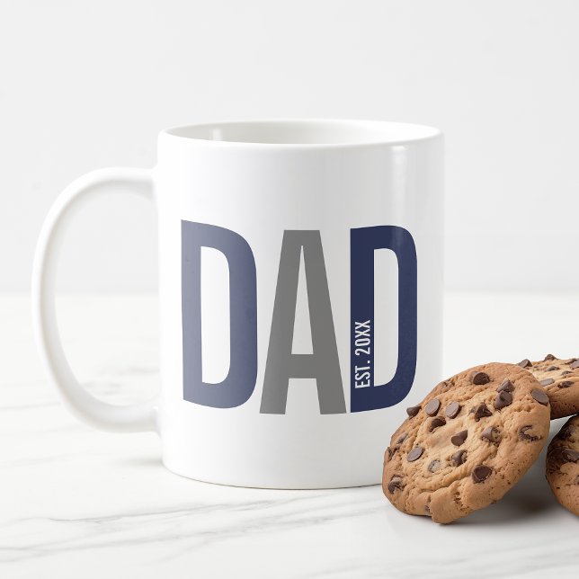 Modern Navy Blue Personalized Dad Established Coffee Mug (Creator Uploaded)