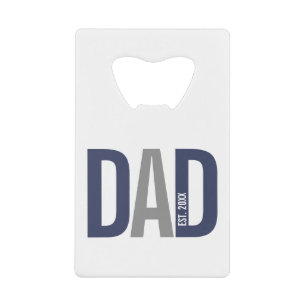 Modern Navy Blue Personalized Dad Established Credit Card Bottle Opener