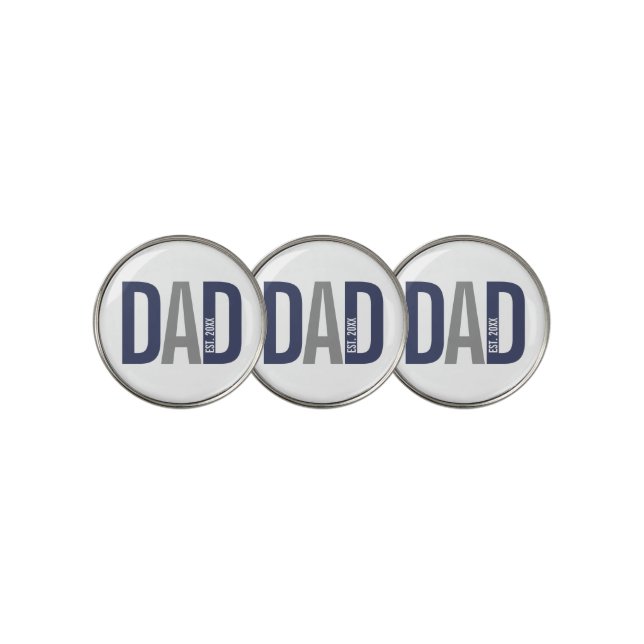 Modern Navy Blue Personalized Dad Established Golf Ball Marker (3 Up)