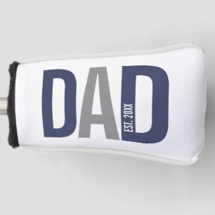 Modern Navy Blue Personalized Dad Established Golf Head Cover