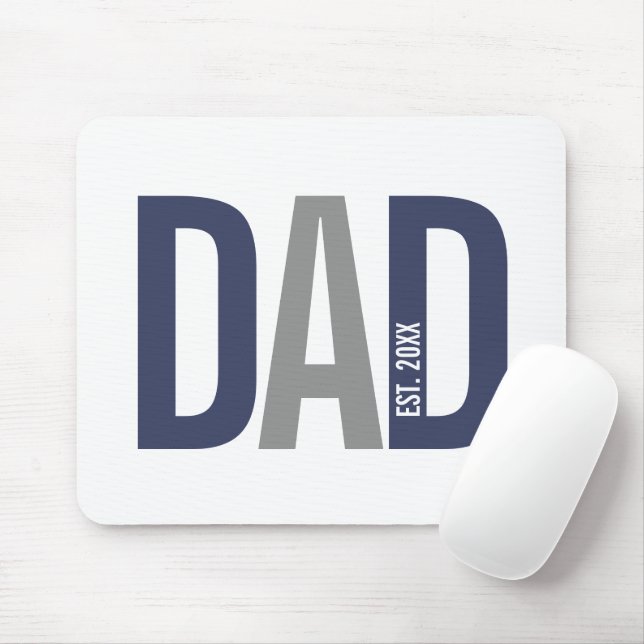 Modern Navy Blue Personalized Dad Established Mouse Pad (With Mouse)