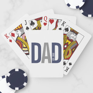 Modern Navy Blue Personalized Dad Established Poker Cards