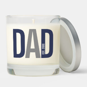 Modern Navy Blue Personalized Dad Established Scented Candle