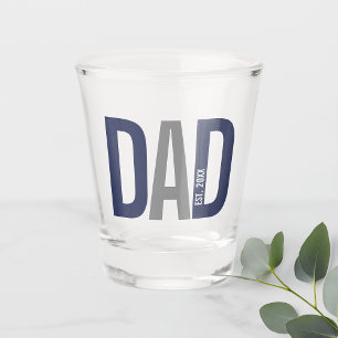 Modern Navy Blue Personalized Dad Established Shot Glass
