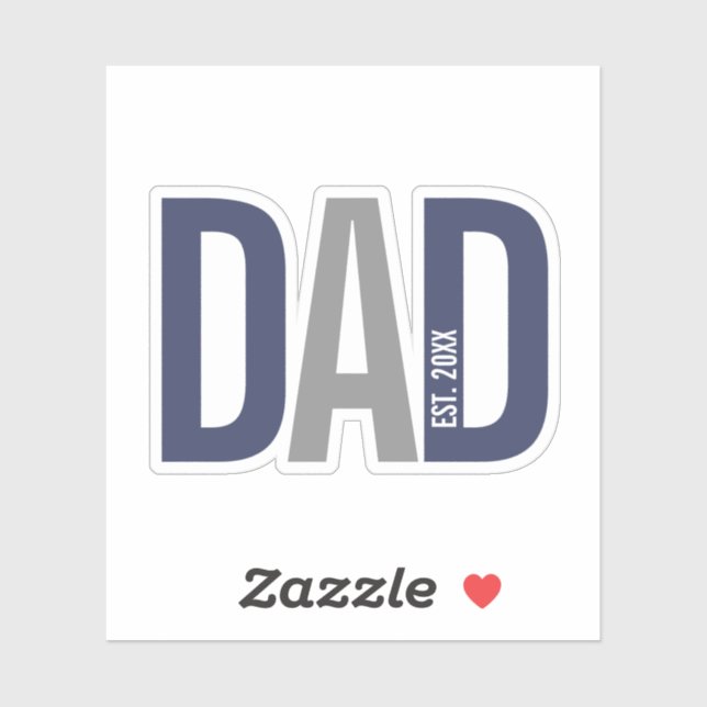 Modern Navy Blue Personalized Dad Established Sticker (Sheet)