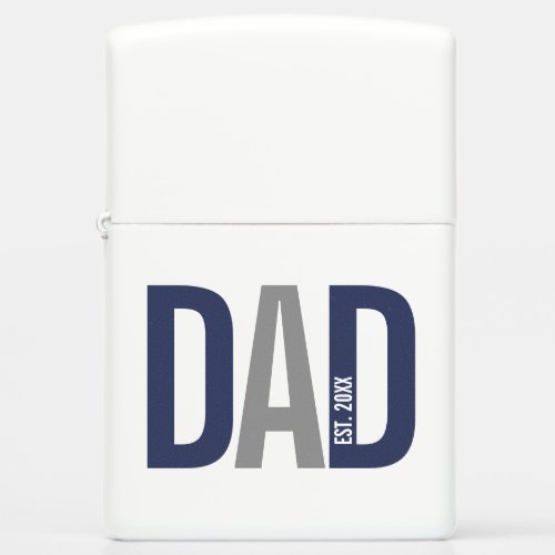 Modern Navy Blue Personalized Dad Established Zippo Lighter