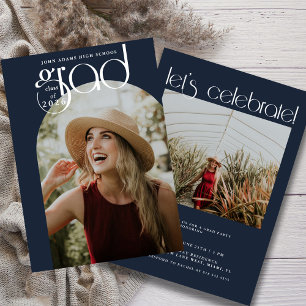 Modern Navy Blue Photo Class of 2026 Graduation Announcement