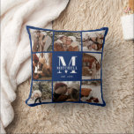 Modern Navy Blue Photo Collage Personalized Throw Pillow<br><div class="desc">This 8 Photo Collage Modern Family Personalized Throw Pillow is the perfect way to turn your favorite family photos into a cute and trendy keepsake. With a simple, modern design and elegant Monogram, it's fully customizable to fit your style. Ideal for gifting on Mother’s Day, Father’s Day, birthdays, Christmas, anniversary...</div>