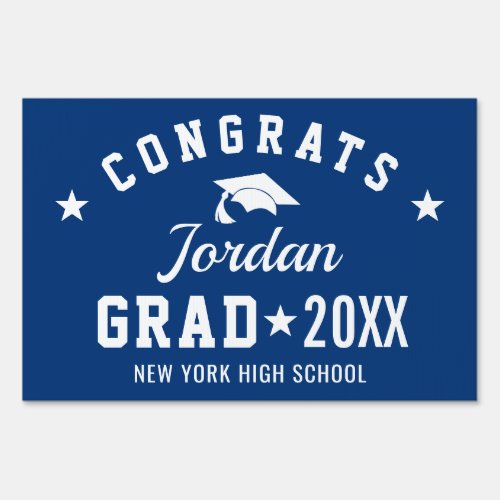 Modern Navy Blue PHOTO Graduation Banner Yard Sign