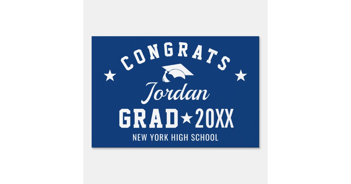 Navy Grad Sign Modern Navy Blue PHOTO Graduation Banner Yard Sign | Zazzle