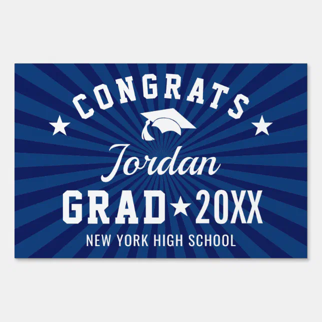 Navy Grad Sign Modern Navy Blue PHOTO Graduation Banner Yard Sign | Zazzle