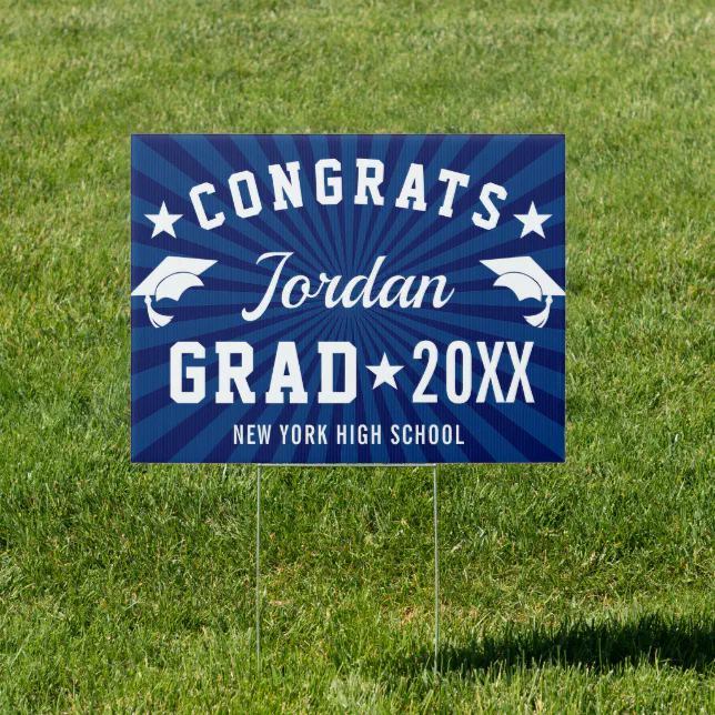 Modern Navy Blue PHOTO Graduation Banner Yard Sign | Zazzle
