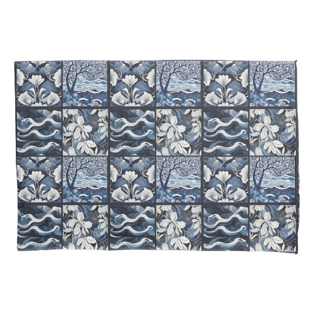 Modern Navy Blue  Pillow Case (Front-Left)