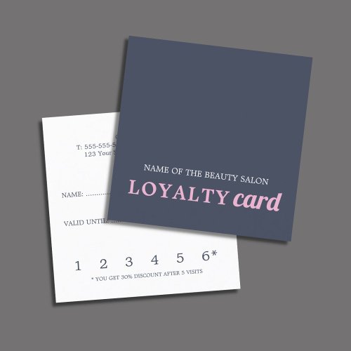 Modern Navy Blue Pink Beauty Loyalty Card