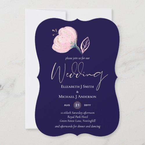 Modern Navy Blue Pink Rose Gold Wedding Budget