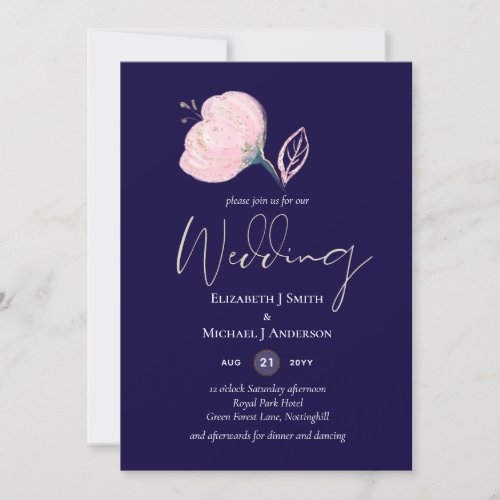 Modern Navy Blue Pink Rose Gold Wedding Budget