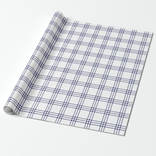 Modern Navy Blue Plaid Large Pattern Wrapping Paper