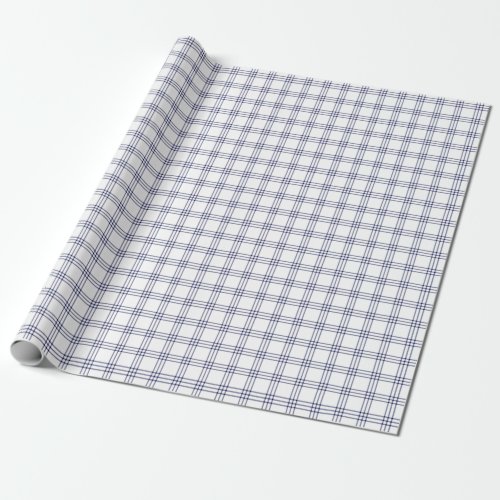 Modern Navy Blue Plaid Wrapping Paper