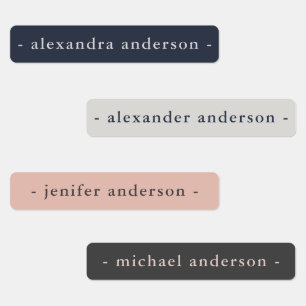 Modern Navy Blue Platinum Rose Waterproof Name Labels