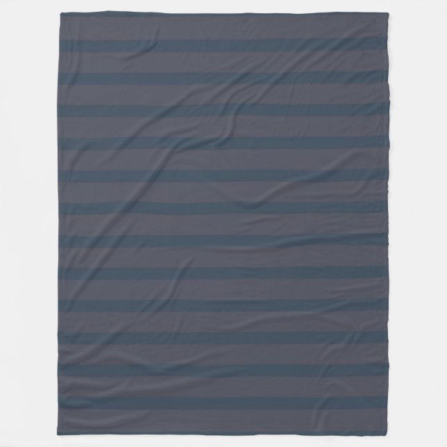 Modern Navy Blue Plum Striped Fleece Blanket (Front)
