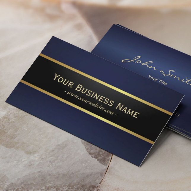 Modern Navy Blue Professional Elegant Business Card