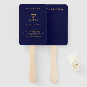Modern Navy Blue Program Hand Fans