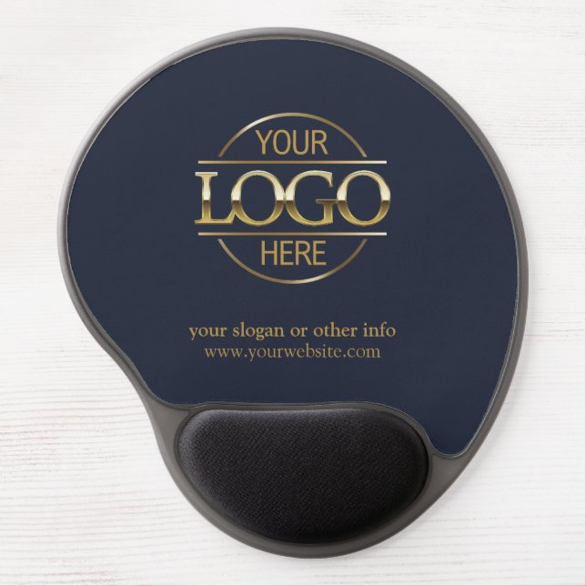 Modern Navy Blue Promotional Company Business Logo Gel Mouse Pad (Front)