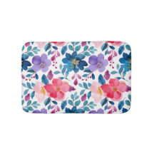 Modern Navy Blue Purple Blush Pink Floral Pattern