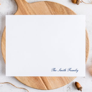 Modern Navy Blue Script Family Stationery Note Card