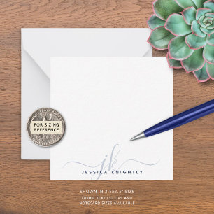 Modern Navy Blue Script Monogram Initials Minimal Note Card